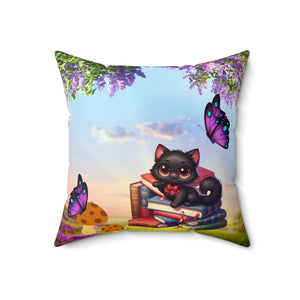 Anime Cat Lover Spun Polyester Square Pillow