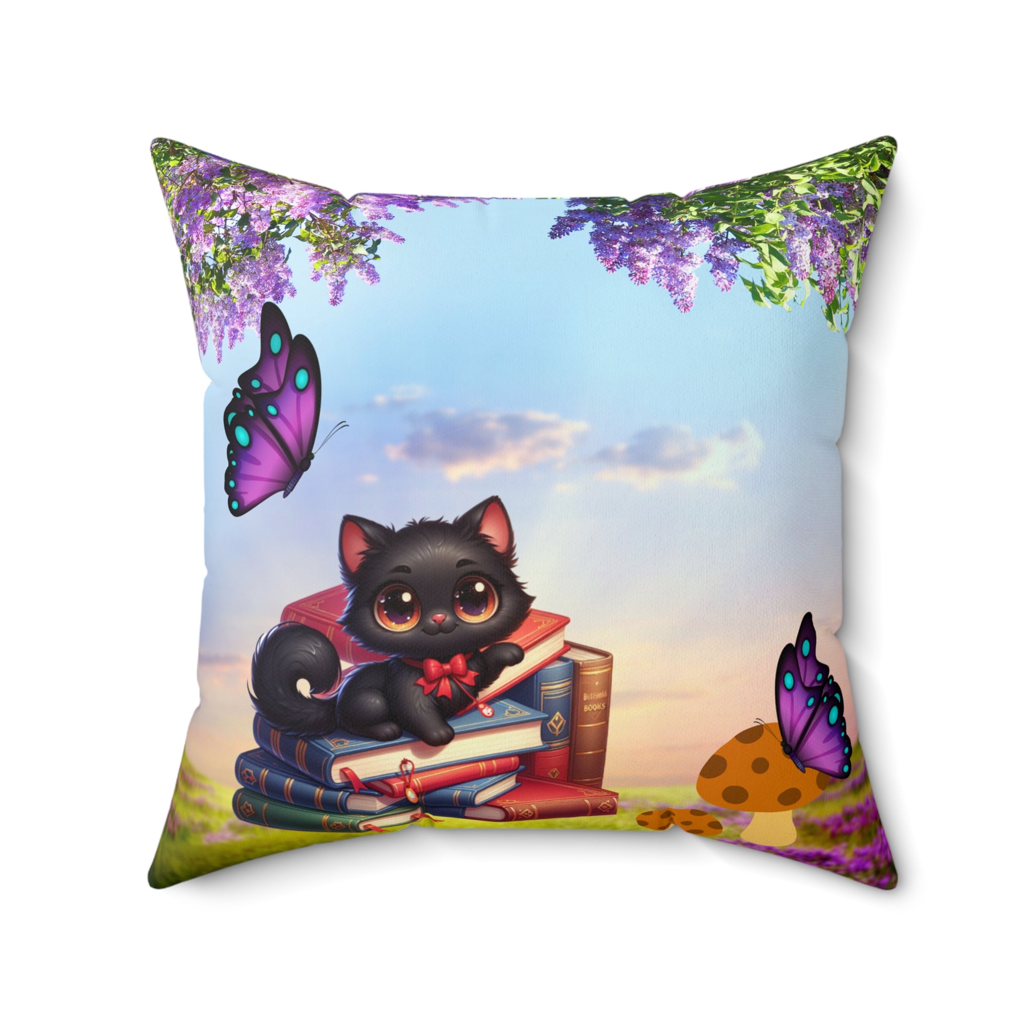 Anime Cat Lover Spun Polyester Square Pillow