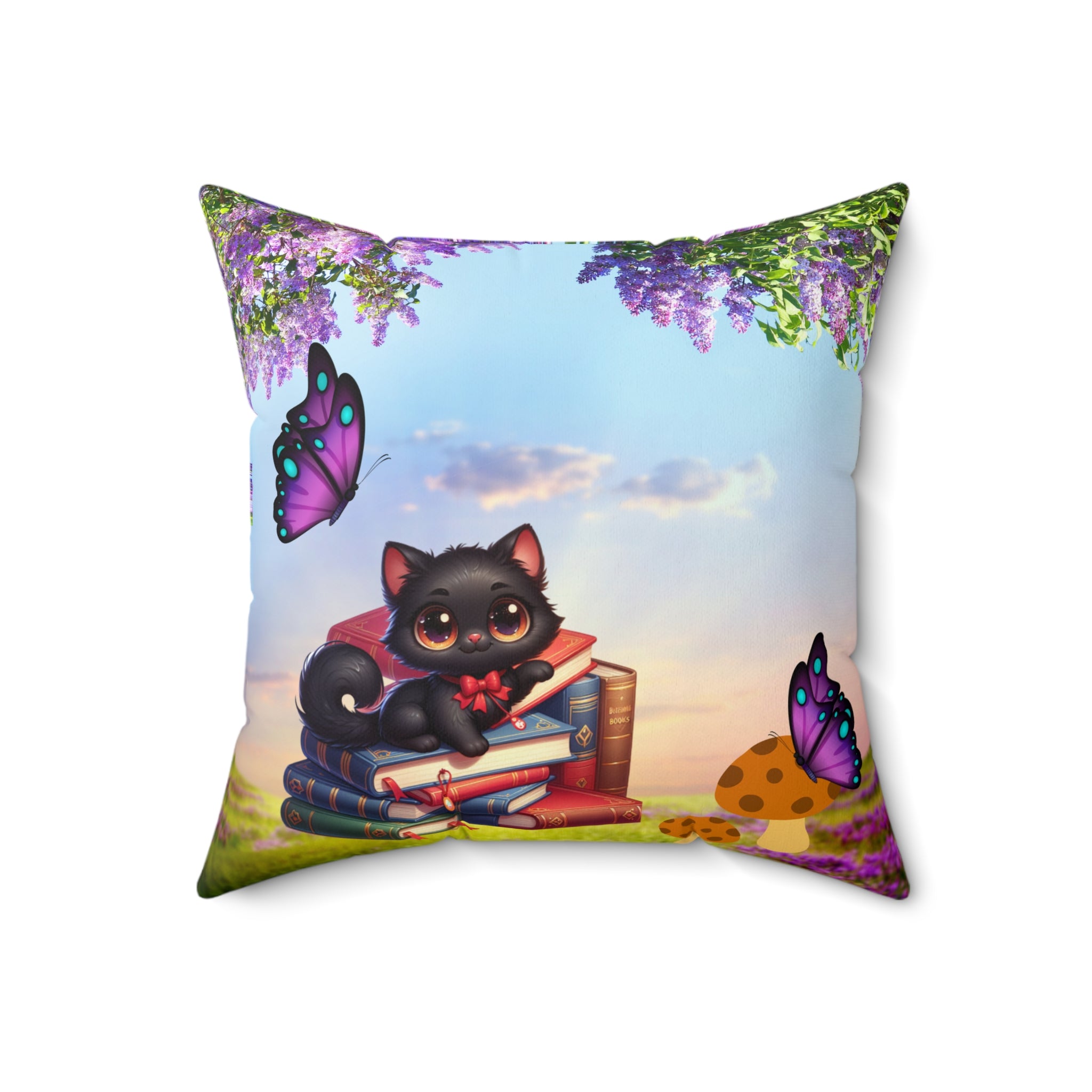 Anime Cat Lover Spun Polyester Square Pillow