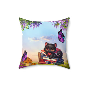 Anime Cat Lover Spun Polyester Square Pillow