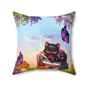 Anime Cat Lover Spun Polyester Square Pillow