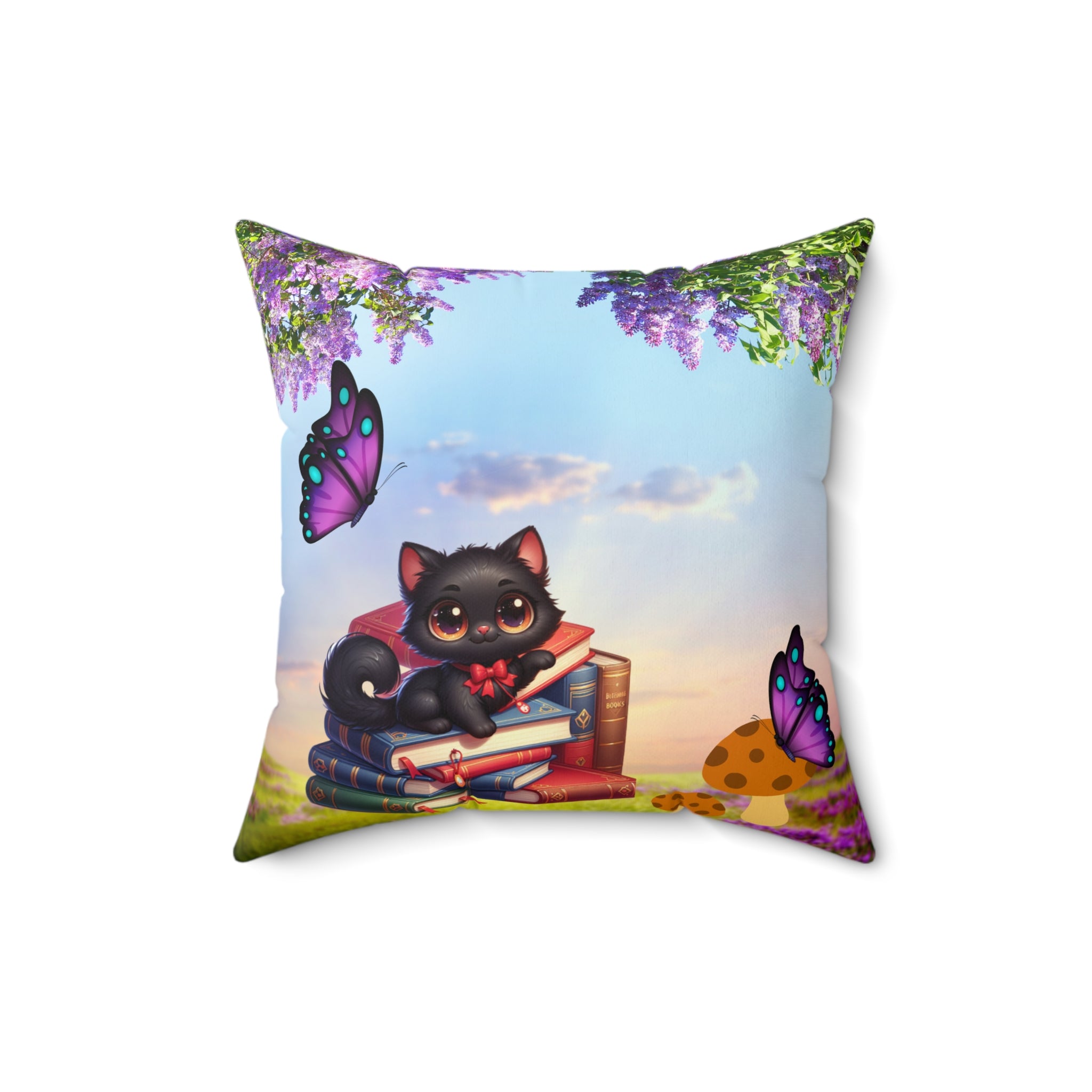 Anime Cat Lover Spun Polyester Square Pillow