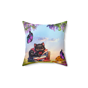 Anime Cat Lover Spun Polyester Square Pillow