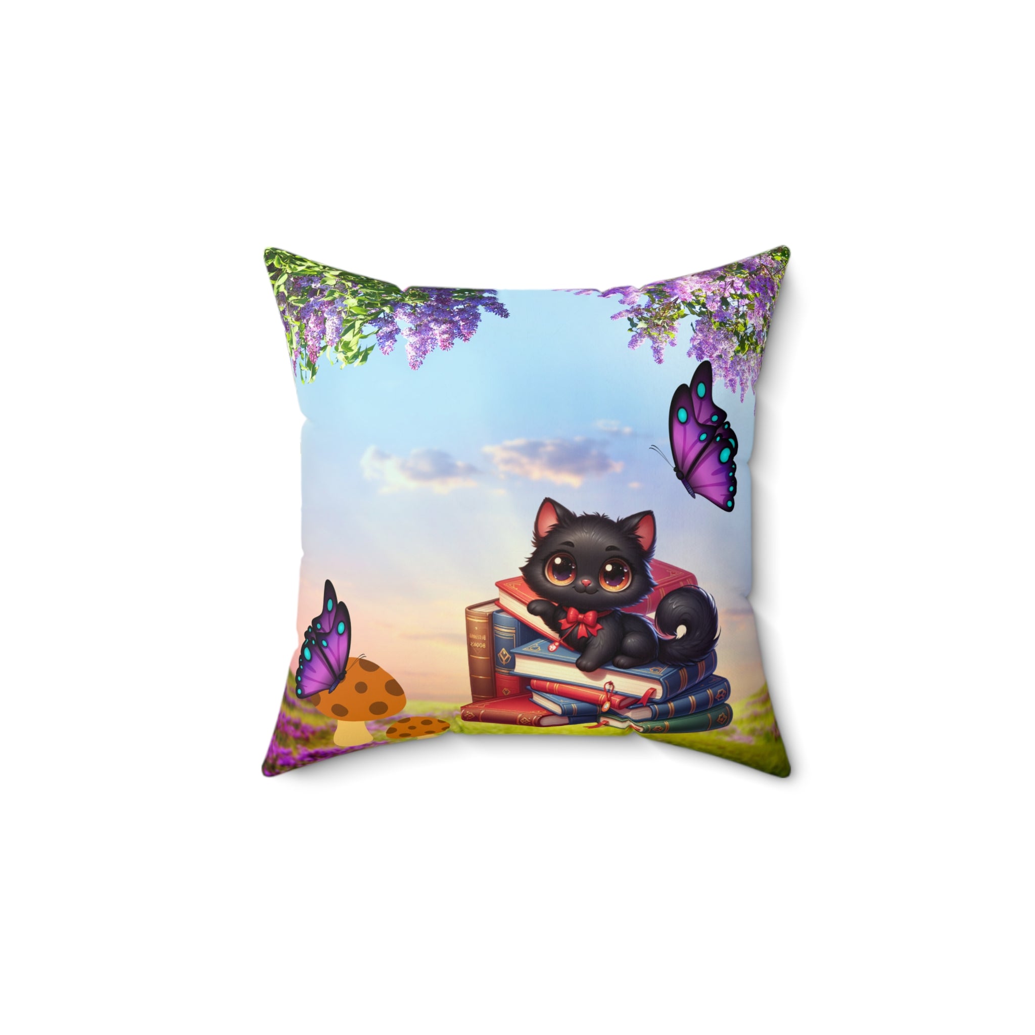 Anime Cat Lover Spun Polyester Square Pillow