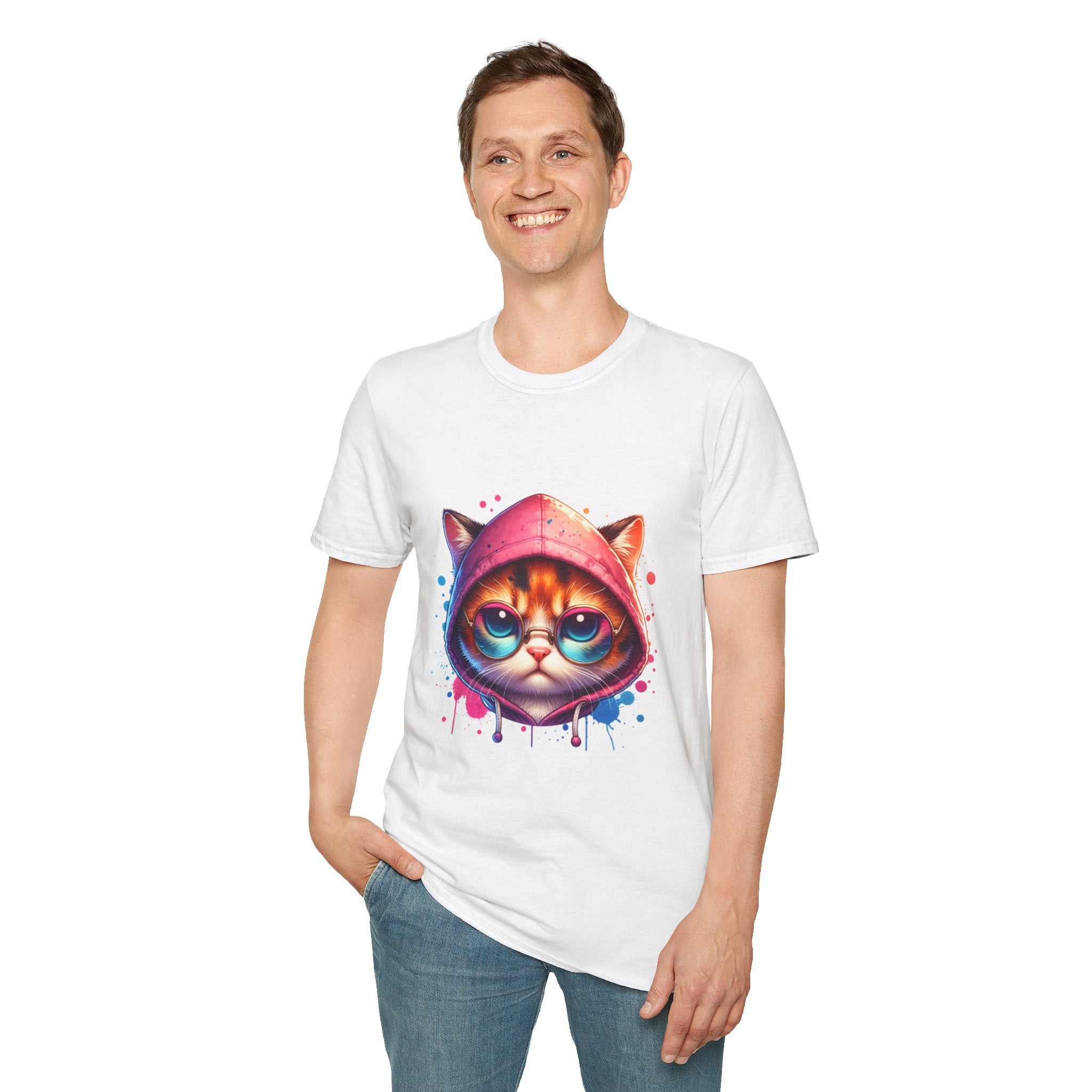 Dripping Cat Unisex Softstyle T-Shirt